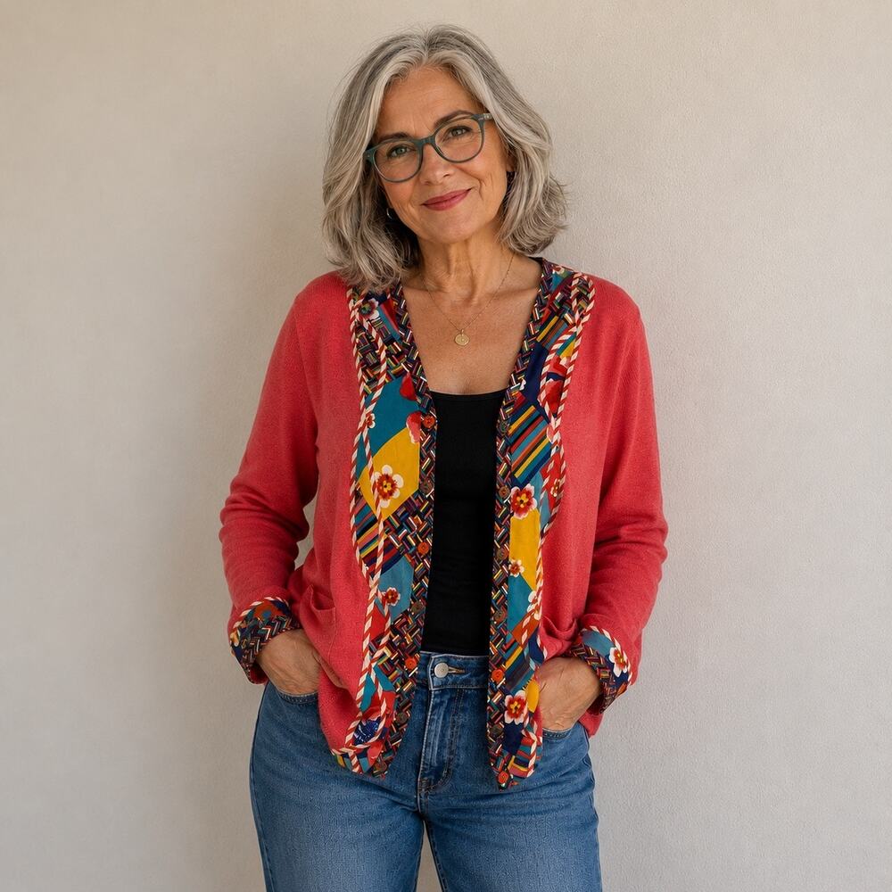 Vintage KOOS Of Course Cotton/Silk Cardigan Size M Art To Wear Boho Eclectic